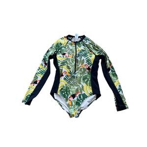 Duluth Women's Long Sleeve Swimsuit Size 14 Tropical Suit‎ Rash Guard Surf Suit